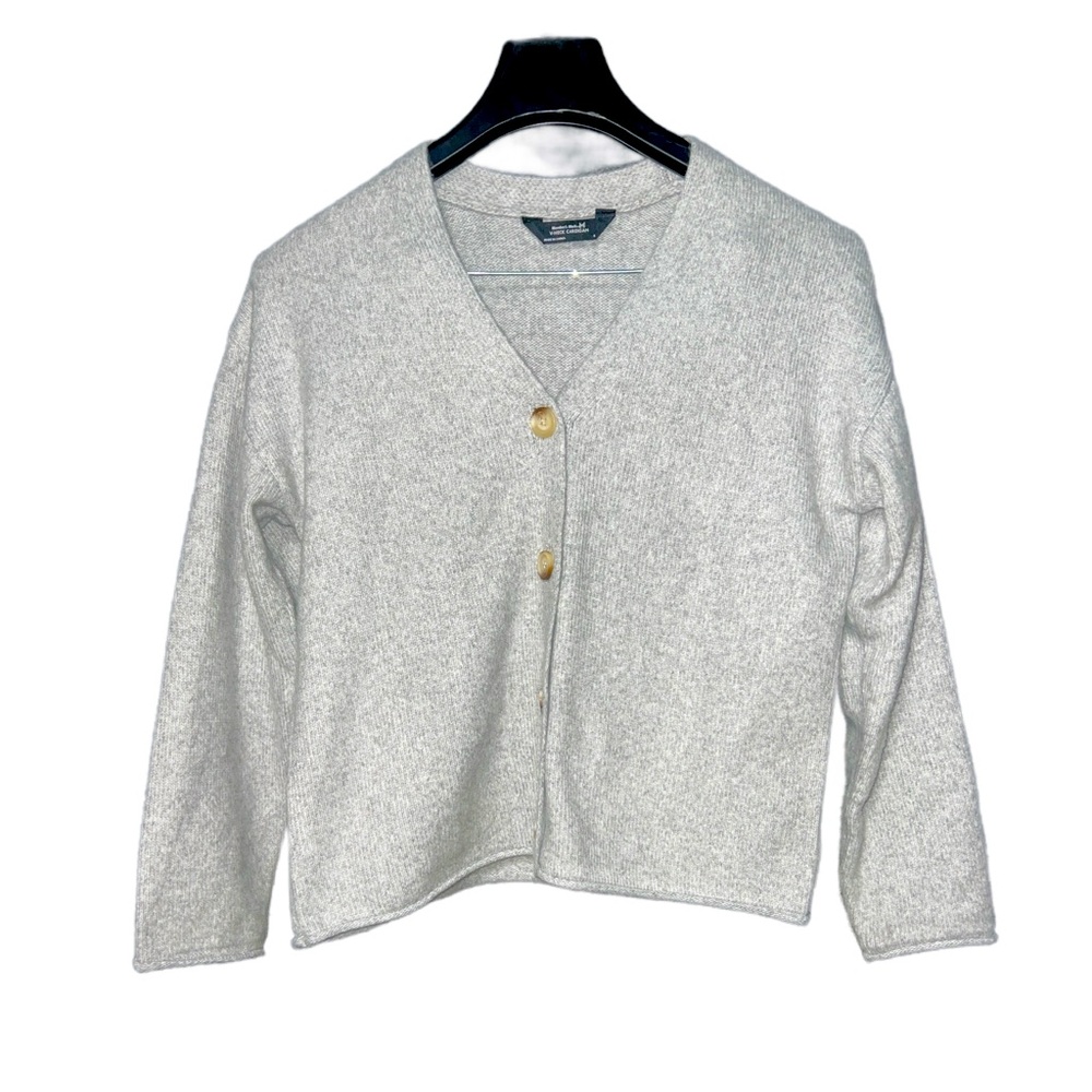 Fuzzy Light Gray Button-Up Cardigan